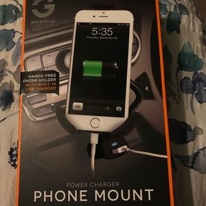 Power charger phone mount